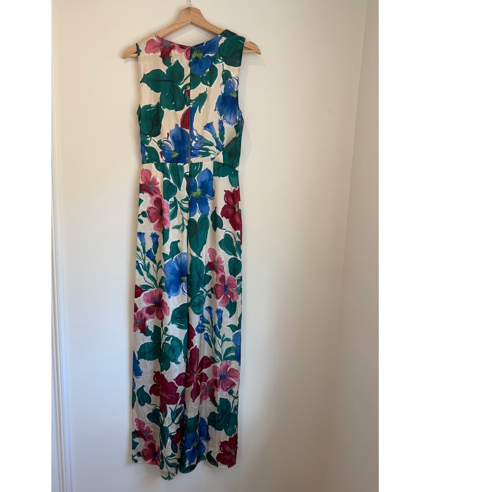 NWT ZARA Woman Long Floral Print Satin Wide-Legs Jumpsuit, Poly/Satin, Size S - Picture 2 of 9